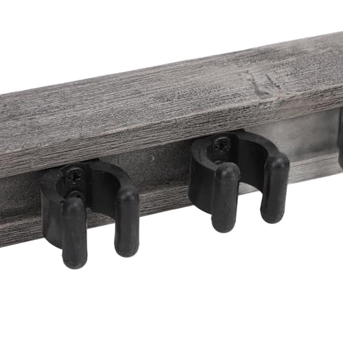 Wall Mounted Cue Holder Rack 4 Slots, Wooden Billiard Cue Stick Organizer with Brushed Silver Grey Finish, Modern Minimalist Wall Mount for Home Game Room or Pool Hall