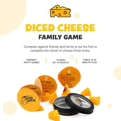 Diced Cheese - Family Party Game for All Ages, Travel - 1 Pack | Contains Eight Pieces of Diced Cheese, One Tin, and Instructions, Supports One to Six Players, Ages Five and Up - style: 1 Pack, Yellow