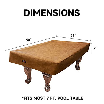 GSE Games & Sports Expert Billiard Table Covers, 7'/8'/9' Waterproof & Tearproof Heavy Duty Leatherette Pool Table Cover (Several Colors Available) - color: Russet - 7ft