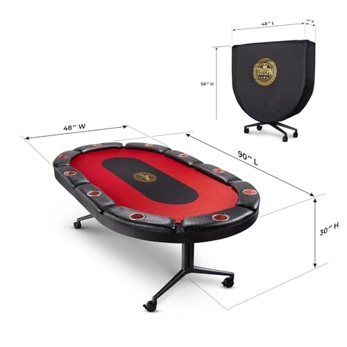 Triton Premium Foldable Poker Table - Poker Table for 10 Players Long-Lasting, Luxurious Vegas Style Casino Experience at Home, Padded Armrests and Cup Holders, Perfect for Texas Holdem Games - size: 10 Player with Table Only