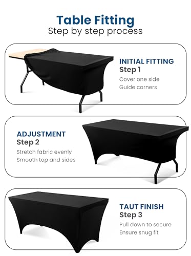 Utopia Kitchen Spandex Tablecloth 2 Pack [6FT, Black] Tight, Fitted, Washable and Wrinkle Resistant Stretch Rectangular Patio Table Cover for Event, Wedding, Banquet & Parties [72Lx30Wx30H Inch] - color: Black, size: 6 Feet - 2 Pack