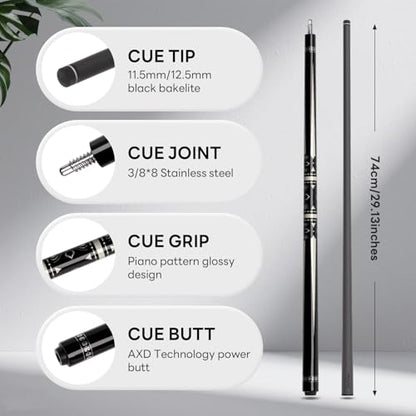 Carbon Fiber Pool Cue 58" 2-Piece Cue Stick Professional Cue Carbon Technology Low Deflection Billiard Cues（Weight can be Adjusted） - color: Black Whirlwind, size: 13mm
