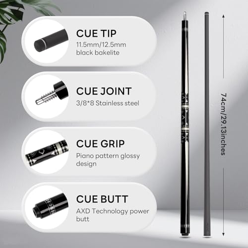Carbon Fiber Pool Cue 58" 2-Piece Cue Stick Professional Cue Carbon Technology Low Deflection Billiard Cues（Weight can be Adjusted） - color: Black Whirlwind, size: 12.5mm