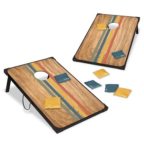 EastPoint 2'x3' Cornhole Board Set - 8 Bean Bags, Engineered Wood, Sunset - Lightweight Portable Design for Yard Games - 12 Oz Bean Bags for Toss Game - Durable MDF Boards for Backyard Games - color: Sunset