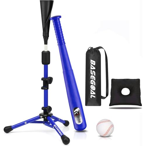 BaseGoal Baseball Tee for Kids,Youth Stand Set,Teeball Set,Youth Baseball,Softball Batting Tee Set,Easy Adjustable Height - style: Blue-b