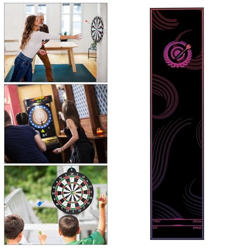 Dart Board Mat for Floor, 34x300cm Anti-Slip Crystal Velvet with Throw Line, Protective Dart Rug, Darts Distance Mat, for Leisure Area Game Room Recreation Center Office Break Room - color: Pink