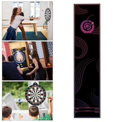 Dart Board Mat for Floor, 34x300cm Anti-Slip Crystal Velvet with Throw Line, Protective Dart Rug, Darts Distance Mat, for Leisure Area Game Room Recreation Center Office Break Room - color: Pink