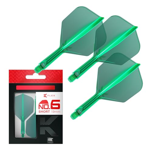 Target Darts K Flex Integrated Dart Flight and Shaft, No.6 | 3-Pack K-Flex - No. 6, Kflex Precision-Molded 2-in-1 Dart Flights and Dart Shaft | Professional Dart Accessories - color: Green, size: Short (19mm)
