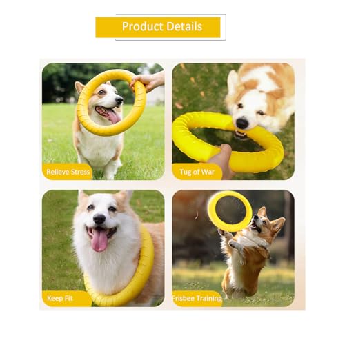 Dog Training Toys, Dog Flying Discs, Pet Flying Discs, Dog Chew Toy for Large Dog, Outdoor Dog Ring Toy, Puller Dog Toy, Floating Flying Toys Yellow S