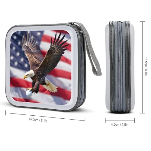U.S Flag Eagle Golf Ball CD DVD Wallet 40 Capacity CD Case Cute Portable Disk Holder Storage for Car
