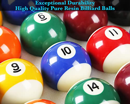 JAPER BEES Billiard Pool Balls with Triangle Ball Rack, Cue Chalks, Table Spot Stickers & Tip Replacements - Pool Table Accessories