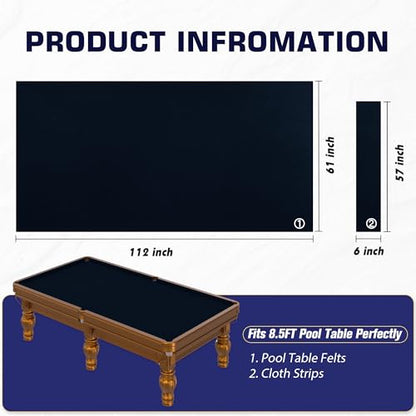 Pool Table Felt Cloth Billiard Cloth with 6 Pcs Cloth Strips and Staple Remover Pool Table Felt Replacement Kit Parts - color: Navy, size: 8.5ft
