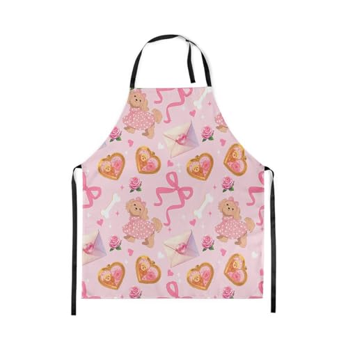 Castle Fairy Cute Rabbit Deer Kitchen Apron - color: Dog Pink Bow