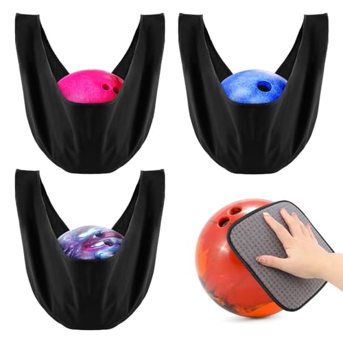 3Pcs Washable Bowling Ball Polisher Bags,Microfiber Bowling Seesaw Bag with Towel,Bowlings Polisher Bag,Carrier Ball Cleaner Holder Bag Bowlings Cleaner for Bowlers 21 * 13”