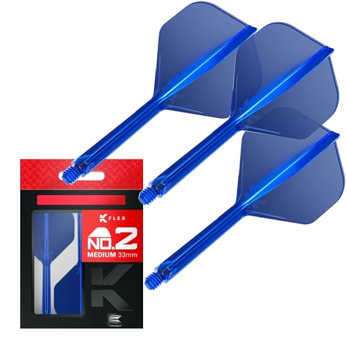 Target Darts K Flex Integrated Dart Flights And Shafts, No.2 | Pack Of 3 K-Flex - No2, Kflex All In One Moulded Dart Flight & Stem Lengths: Short, Intermediate & Medium | Professional Dart Accessories - color: Blue