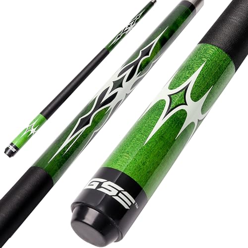 GSE Games & Sports Expert 58" 2-Piece Canadian Maple Hardwood Billiard Pool Cue Sticks for Men/Women, House or Commercial/Bar Use (Several Colors, Weight 18oz, 19oz, 20oz, 21oz Available) - color: Green, style: 21oz