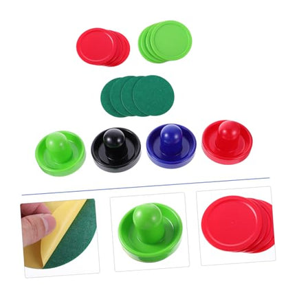 Air Hockey Replacement Parts Plastic Pushers and Pucks with Thick Lint Pads for Table Hockey Game Accessories Lightweight Strikers in Blue Black Red Green