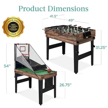 Best Choice Products Combo Game Table Set for Home, Game Room, Friends & Family w/Ping Pong, Foosball, Basketball, Air Hockey, Archery, Chess, Checkers, Shuffleboard, Bowling - color: Walnut