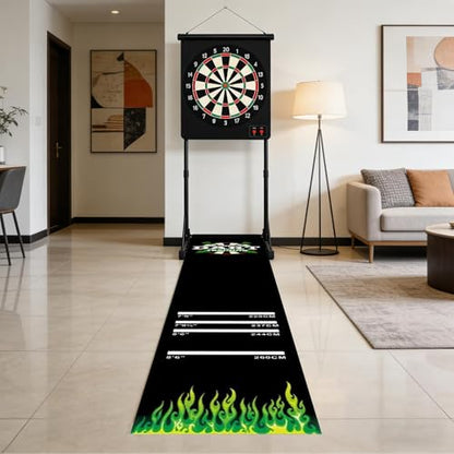 Darts Mat - Non Slip Shock Absorbing Protective Dart Carpet Runner for Accurate Throw Practice and Floor Protection, 4 Distance Marking Training Pad with Durable Design, Dart Game Mat for Family
