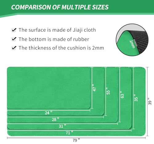 Large Tabletop Game Playmat, Water and Stain Resistant Non-Slip Desk Mat, Mahjong Mat, Card and Roleplaying Games MAT Thick Stitched Edge Cushioned Rubber Mat (180 * 90cm*2mm) Green - color: Green, size: 35.4" x 70.9"