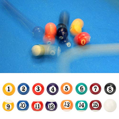 Alomejor 16Pcs Billiard Ball 25mm Resin Mini Billiard Ball Children Toy Small Pool Cue Balls Full Set