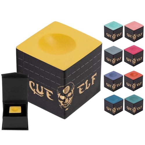 CUEELF Cube Pool Cue Chalk Technology Billiard Pool Stick Chalk for Professional Low Deflection, Durable, Reduces Miscues-1pc - color: Yellow