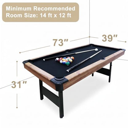 Seydrey 6-Foot Portable Foldable Pool Table with All Accessories – Compact Billiards Table for Home, Game Room, Apartment - color: Single Wood