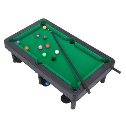 Mini Pool Table, Compact 19x11 Inch Miniature Pool Table Set Sturdy Plastic Construction with 2 Cue Sticks 11 Balls Rack for Family Kids Adults Indoor Games