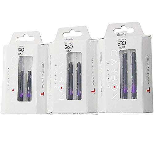 L-style L-Shaft Carbon Dart Shafts - Locked - Set of 3 - color: Black/Purple, size: Short (190)