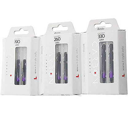 L-style L-Shaft Carbon Dart Shafts - Locked - Set of 3 - color: Black/Purple, size: Short (190)