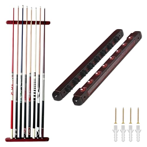 Wooden Billiard Cue Sticks Rack,2-Piece 4/6/8 Billiard Pool Cue Rack Wall Mounted Holders (wine, 8 cue) - color: wine, size: 8 cue