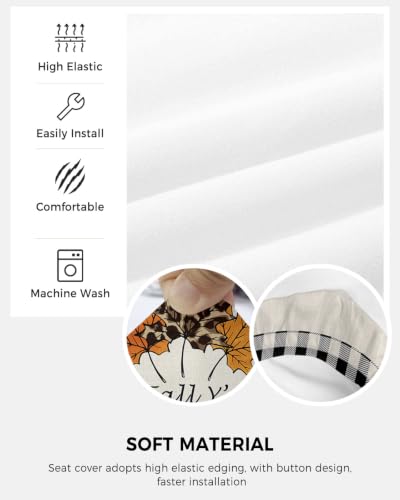 Savannan Office Chair Cover, Leopard Maple Leaf Thanksgiving Fall Y'all Protective Stretch Elastic Universal Cover for Desk Task Chair,Computer Rotating Chair 1 Pcs Black Buffalo Check Vintage Linen