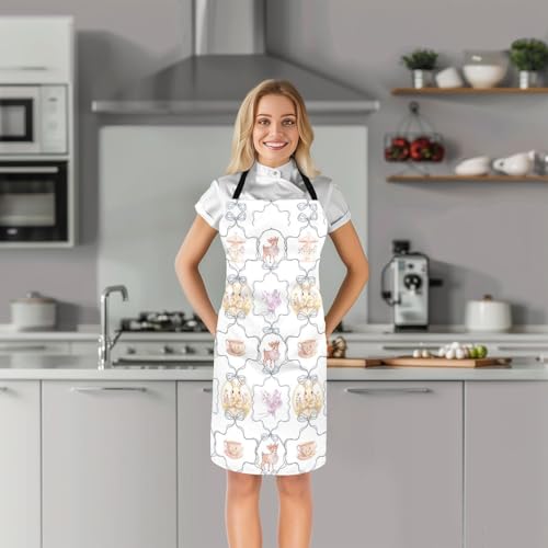 Castle Fairy Cute Rabbit Deer Kitchen Apron - color: Bow Rabbit