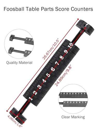 2PCS Foosball Table Parts Score Counters, Foosball Ball 10 Numbers Scoring Score Counter, Table Football Score Keeper for Standard Foosball Tables, Black (26.7cm/10.5in)