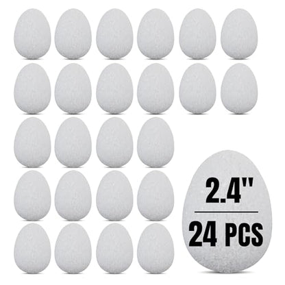24 Pcs 2.4" White Foam Easter Eggs for Crafts – Textured Polystyrene DIY Foam Eggs for Painting, Spring Holiday Decorations, School Activities, & Handmade Ornaments – Bulk Pack, by Hygloss - size: EGGS, 1.75" x 2.4", style: 24 Pieces