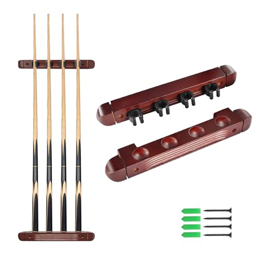 Billiard/Pool Cue Wall Rack - 4 Cue Stick Holder, Wall Mounted Rack (Burgundy) - color: Burgundy, size: 4 Cues Holder