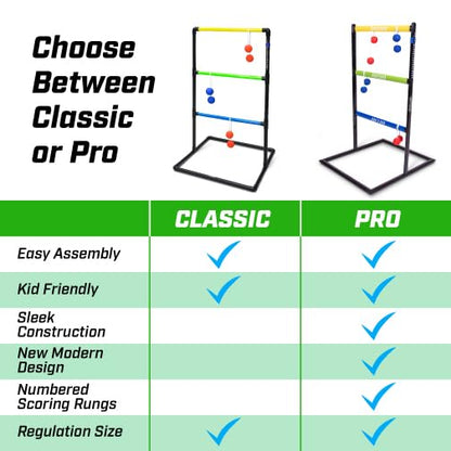 GoSports Ladder Toss Indoor & Outdoor Game Set with 6 Soft Rubber Bolo Balls and Travel Carrying Case - Choose Pro or Classic - style: Pro Ladder Toss