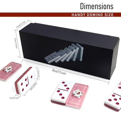 IDTQ Cute Cat Dominoes Set for Adults - Pink Double 6 Dominoes with 28 Tiles, Adorable Cat Print Design - Family Game Night & Gifts for Cat Lovers - color: Pink