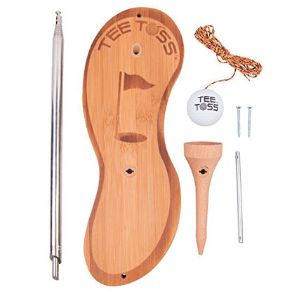 Golf Ball Deluxe Toss Game - 100% Bamboo - Be The First to Land The Ball Up On The Tee! (All Parts Included)