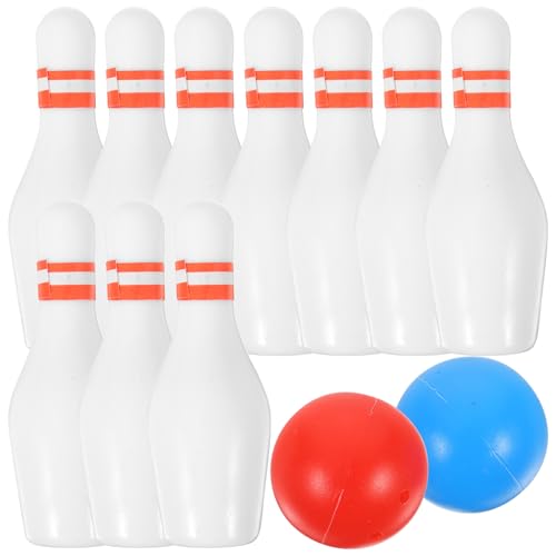 Toyvian Mini Bowling Model Toy Set 20 Mini Pins and 4 Balls Dollhouse Accessories for House Decoration Realistic Scene Display Kids Play Prop