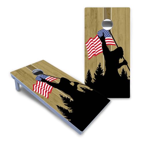 World Series of Cornhole All-Weather Regulation Cornhole Boards–Professional 2x4 PVC Cornhole Set w/Rust-Free Hardware, Dual Support Braces, Folding Legs & Carry Handles–Tournament Grade Outdoor Game - color: Silhouette Bigfoot Flag