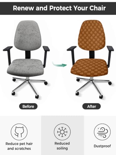 Savannan Office Chair Cover, Fall Thanksgiving Pumpkin Seamless Protective Stretch Elastic Universal Cover for Desk Task Chair,Computer Rotating Chair 1 Pcs Burnt Orange