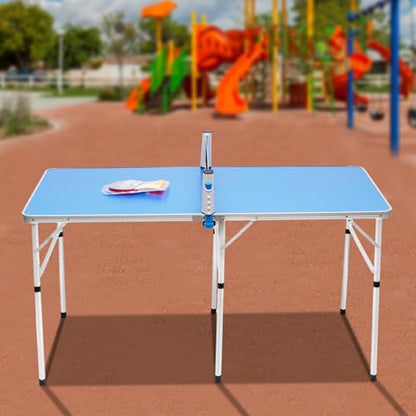 Portable Ping Pong Tables Set, Foldable Table Tennis Table with Net, 2 Paddles & 3 Balls, Multi-Use Free Standing Ping Pong Table for Indoor/Outdoor and Professional Practice Training for Adults/Teens