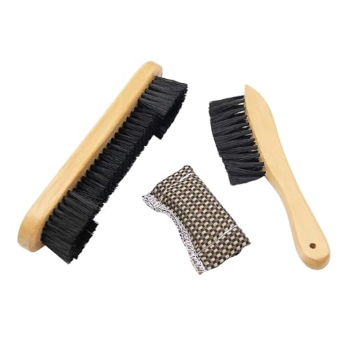 3 Pcs 8 Inch 9 Billiard Brush Set Wooden Handle Soft Bristles Pool Table Felt Cleaner Wipe Cleaning Tool Fabric Sheet for Pool Tables and Cabinets