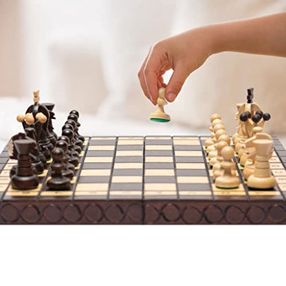 Husaria European International Chess Wooden Game Set, King's Classic - 11.3-Inch Small Size Chess Set with Folding Board and Felt Bottom Chessmen - size: 11.3 Inch Classic