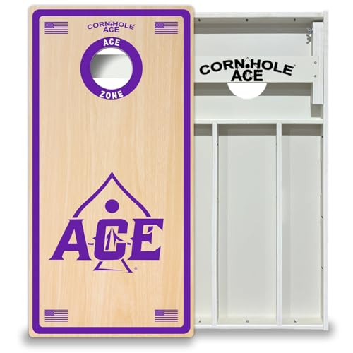 CornholeAce ACE Zone All Weather Pro Cornhole Board Set, Waterproof 4x2 Regulation Size, Made in USA, Triple Wide Legs, 3/4" PVC, Official Pro Tournament Boards, Rain Proof & Outdoor-Ready (2 Boards) - color: Purple
