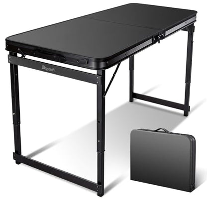 3.3FT x 2FT Folding Camping Table with Aluminum Alloy Legs, Adjustable Height Portable Outdoor Picnic Table for Camping, Travel, Parties, Kids Crafts, and Market Vendor Use - size: 3.2 ft x 2 ft × 1.97 ft H