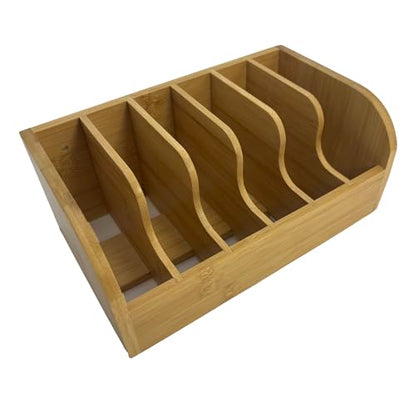 Bamboo Sandpaper Holder and Storage Rack - Pre-Assembled Storage for 5" Sandtray, Sand, and Saw Blades | Compact and Durable Carpenter Tool Accessories (6 Compartments) - size: 6 bins