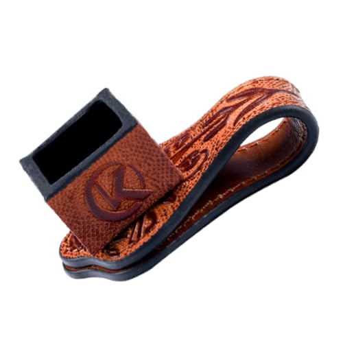 KONLLEN Leather Engraved Chalk Holder Magnetic Vegetable Tanned Leather Pool Cue Snooker Silent Billiard Accessories - color: 02VT Square Holder-Brown