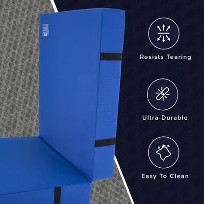We Sell Mats Bifolding Gymnastics Crash Landing Mat Pad, Safety for Tumbling, Back Handspring Training and Cheerleading - color: Blue, size: 4 ft x 8 ft x 4 Inch